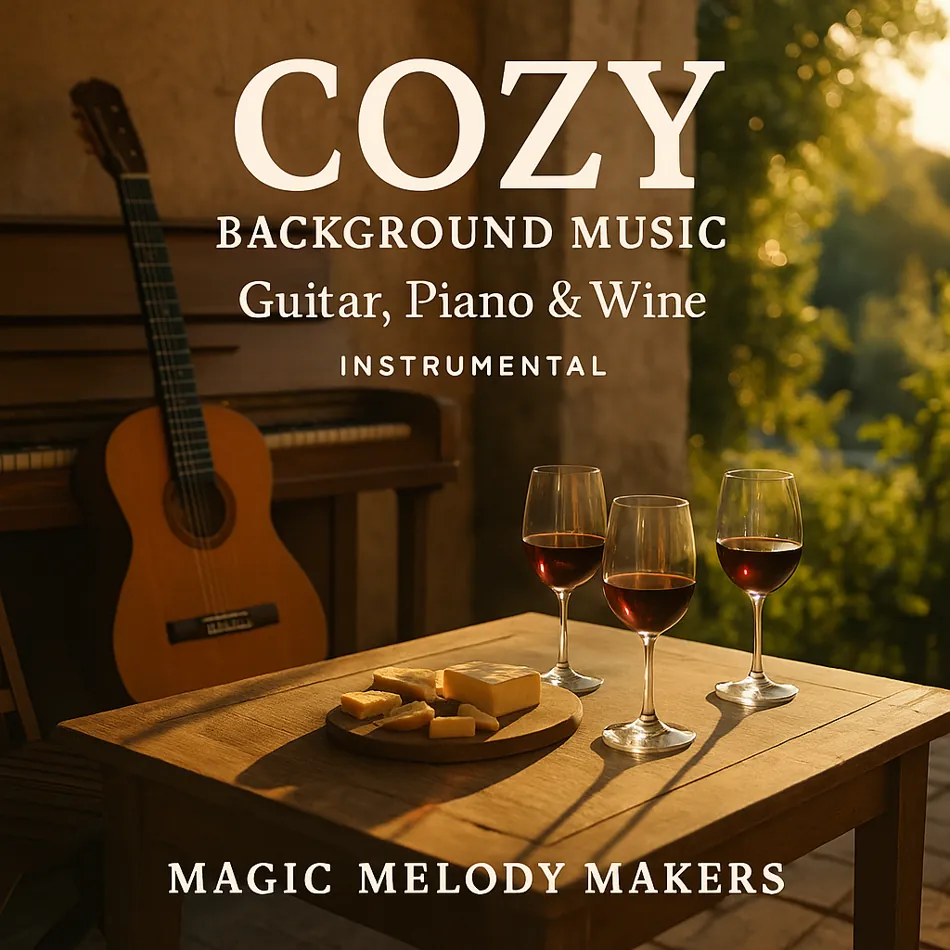 Cover of Cozy Background Music – Guitar, Piano & Wine